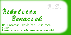 nikoletta benacsek business card